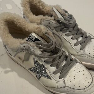 Golden Goose White and Gray Sneakers with Glitter Star